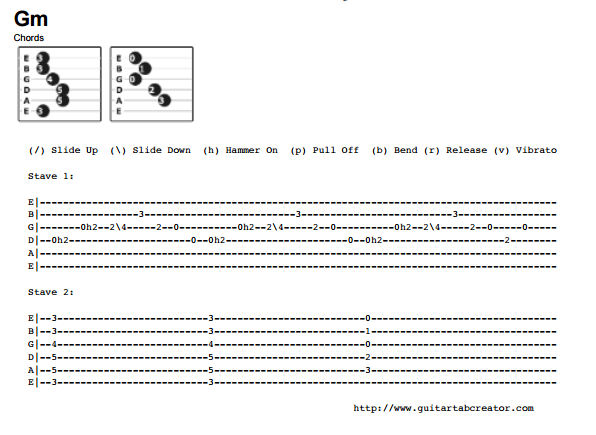 Printer Friendly Tab | guitar tab creator